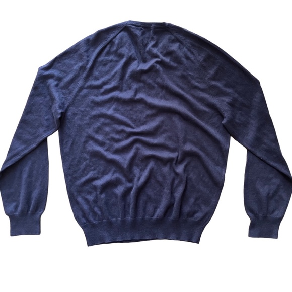 🆕 J. Crew Men's NAVY BLUE Cotton Cashmere V-Neck Sweater Sz M New With tag - Picture 4 of 8